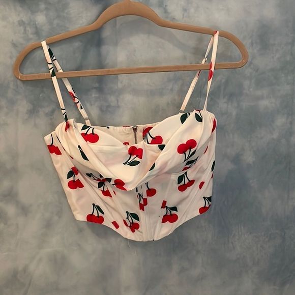 Tops - Cherry print corset top
